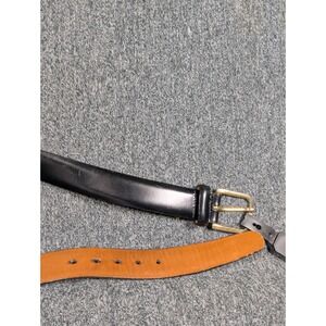 Trafalgar Mens Black Annonay Calf Leather Belt Gold Buckle Handmade USA 40 100